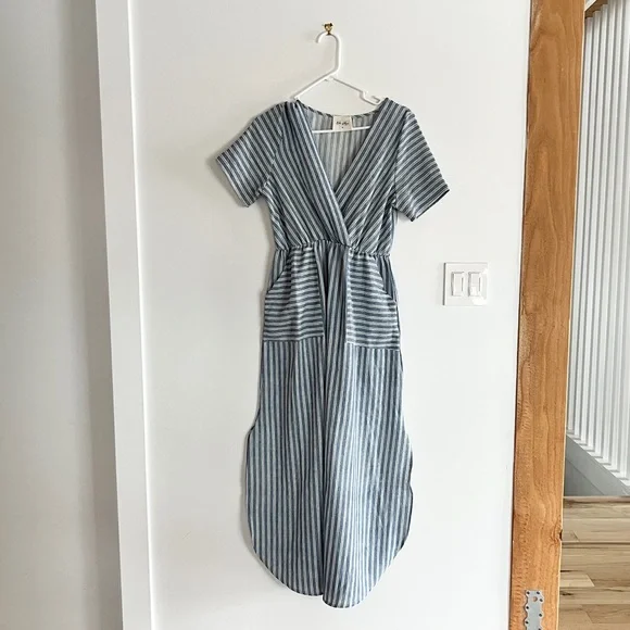 knee length dresses for ladies Knit Strapeless Stripe Tube Maxi Dress Black White Stripe / XL